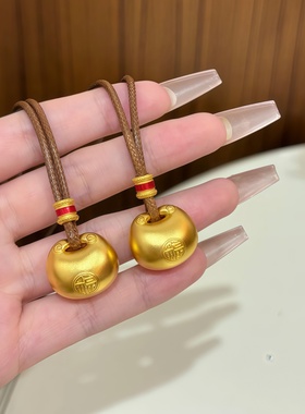 金店同款古法金包银小胖福吊坠