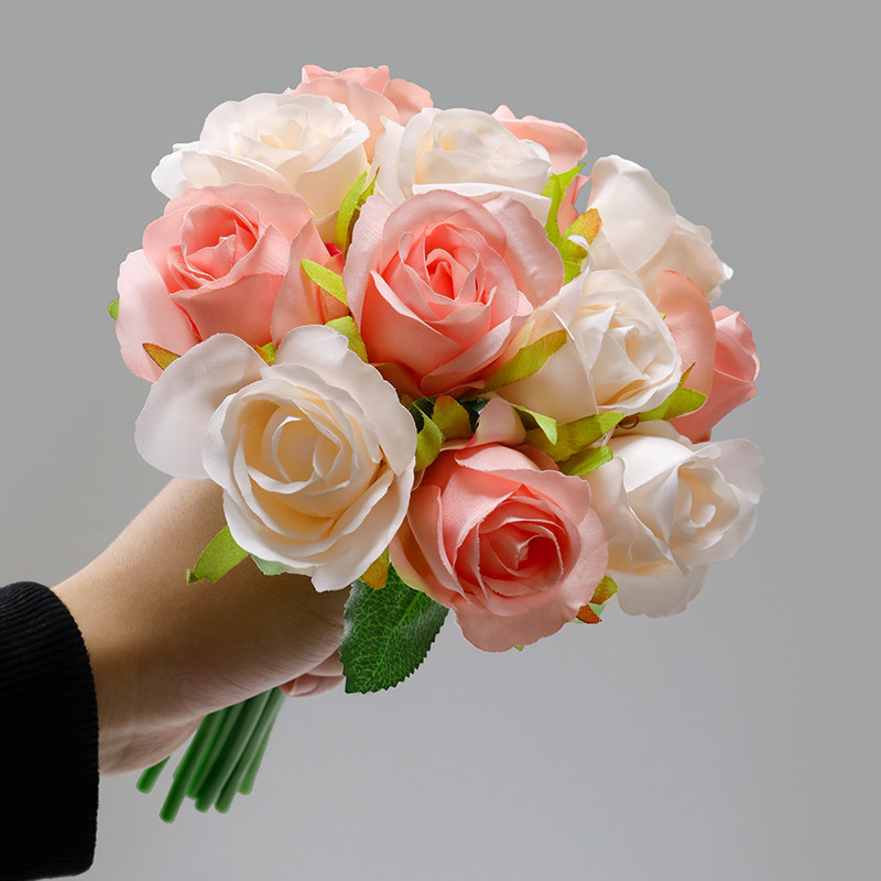 高档小清新仿真花保湿手感玫瑰花假花客厅插花餐桌装饰新娘手捧花,淘宝优惠券,粉丝福利购,淘宝优惠卷