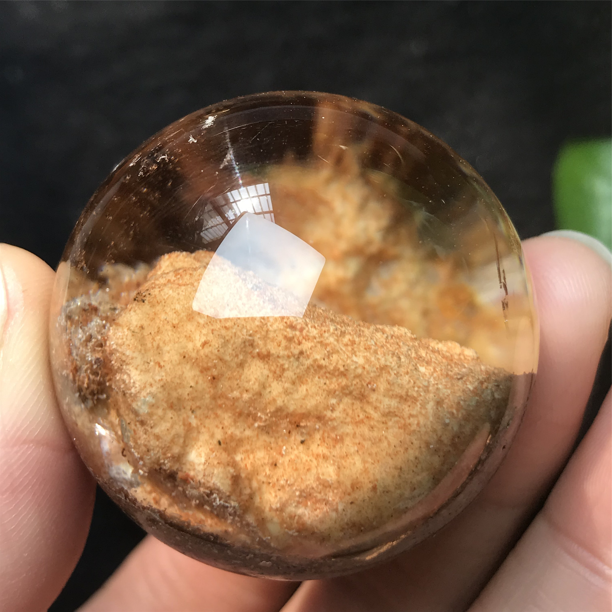 巴西天然绿幽灵水晶球摆件千层山红白黄色幽灵聚宝盆家居装饰品 - 图2