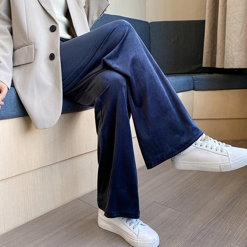 金丝绒女春秋冬季高腰垂感阔腿裤 桃太郎休闲裤