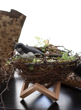 手工藤编草窝套装祝福喜庆风小鸟