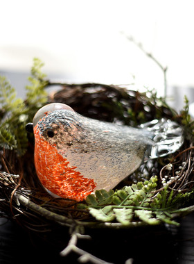 彩色手工玻璃美洲田园风乔迁小鸟