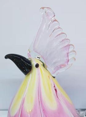 手工制作琉璃粉色胖胖鸡彩色鸟摆件客厅家居装饰品客厅乔迁艺品