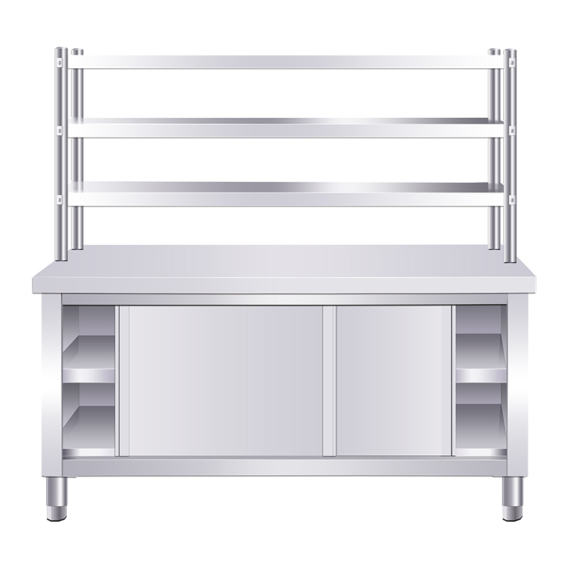 不锈钢工作台厨房操作台面带拉门储物柜切菜桌子案板商用打荷台多图3