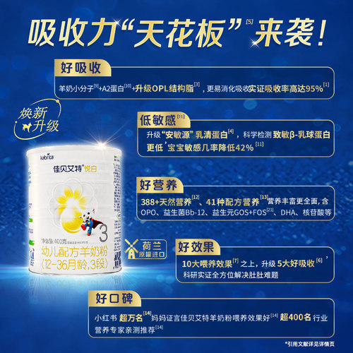新客专享礼盒|佳贝艾特悦白1段婴儿羊奶粉400g荷兰进口官方正品 - 图1