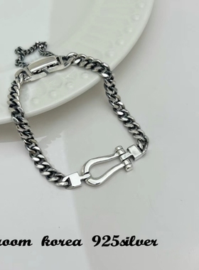 heymomo男女925银复古坦克链手链