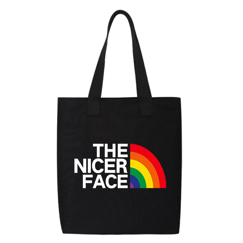 秀洛恶搞彩虹面帆布包单肩包背包通勤托特包女手提包购物袋书包,淘宝优惠券,粉丝福利购,淘宝优惠卷