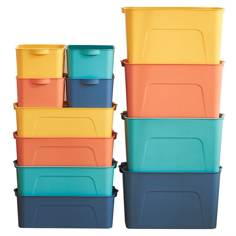 杂物收纳盒塑料收纳箱家用卧室整理箱桌面筐子有盖衣服储物篮无盖 - 图0