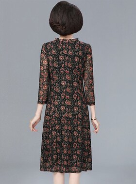 时尚妈妈装春秋连衣裙2023年新款时尚中老年高贵夫人洋气质裙子