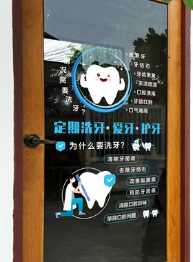 爱护牙齿装饰玻璃贴纸