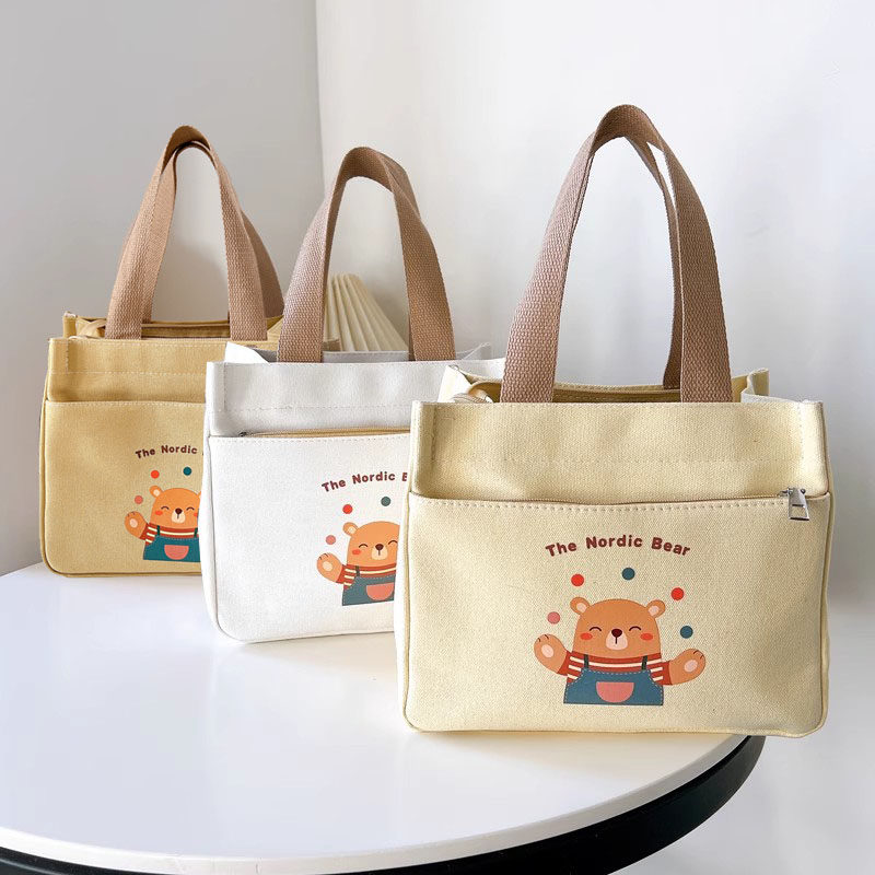 帆布手提包外出简约小巧立体拎包通勤加厚上班便当饭袋帆布袋定制,淘宝优惠券,粉丝福利购,淘宝优惠卷