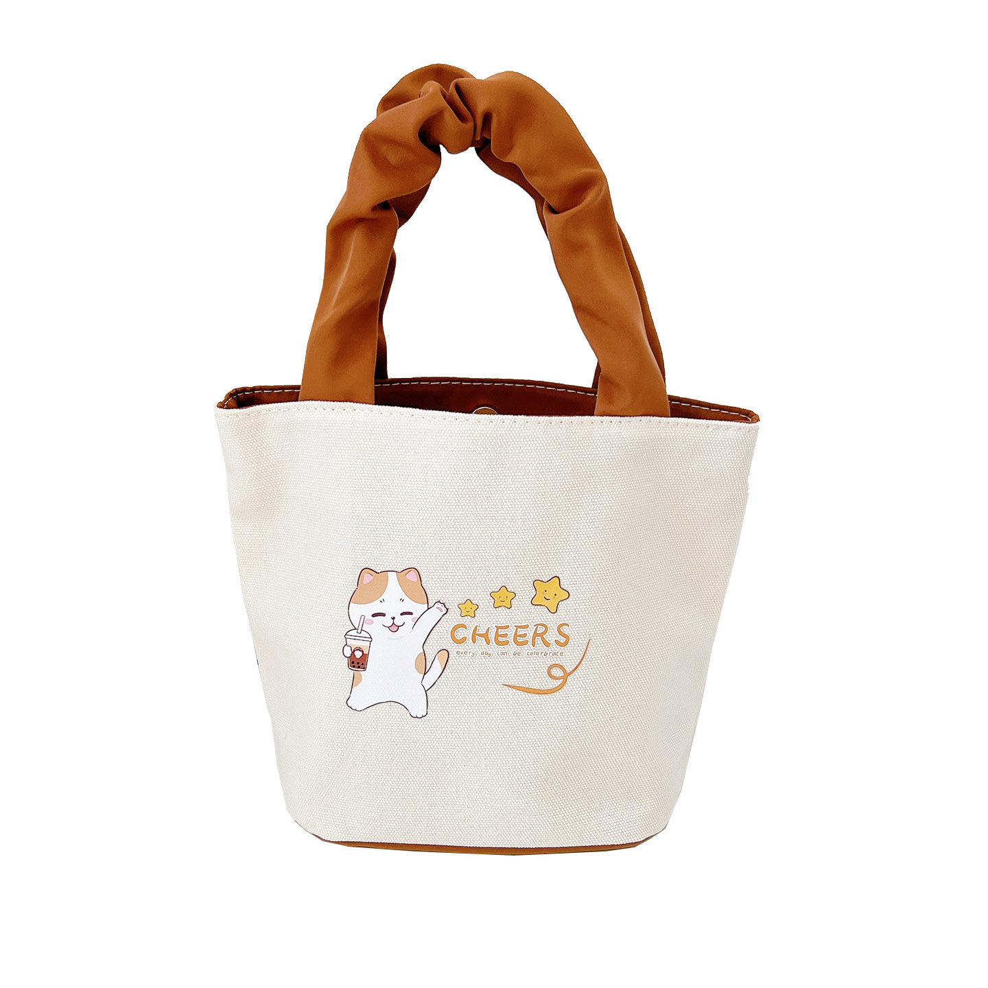 上班族便携手提袋帆布水桶包可爱水桶型手拎便当包宝妈手提包定制,淘宝优惠券,粉丝福利购,淘宝优惠卷