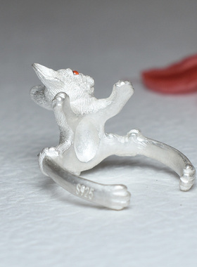 手工银饰生肖狗狗戒指女法斗牛犬