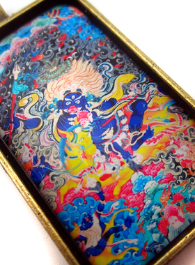 YC4826新款吉祥天母唐卡大长方形古青铜佛牌挂坠法会结缘吊坠定制