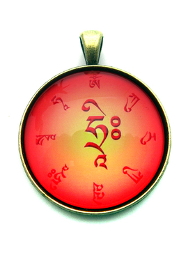 YC6397精品作明佛母咒唐卡古青铜合金佛牌吊坠藏地法会结缘小挂坠