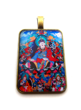 YC2367新款古青铜藏地师君三尊堪罗曲松唐卡合金佛牌吊坠法会挂牌