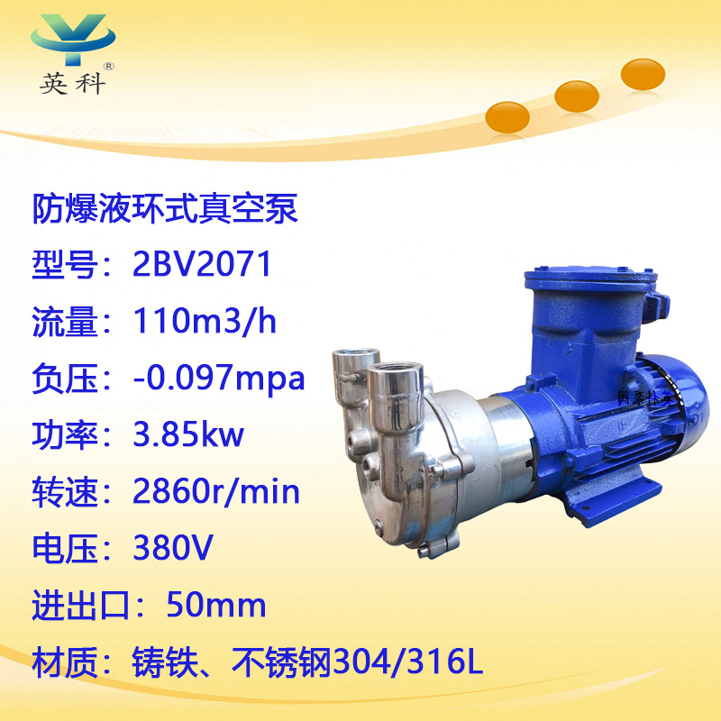 2bv2071不锈钢防爆水环真空泵 3.85KW高真空度304冷冻干燥 英科牌 - 图0