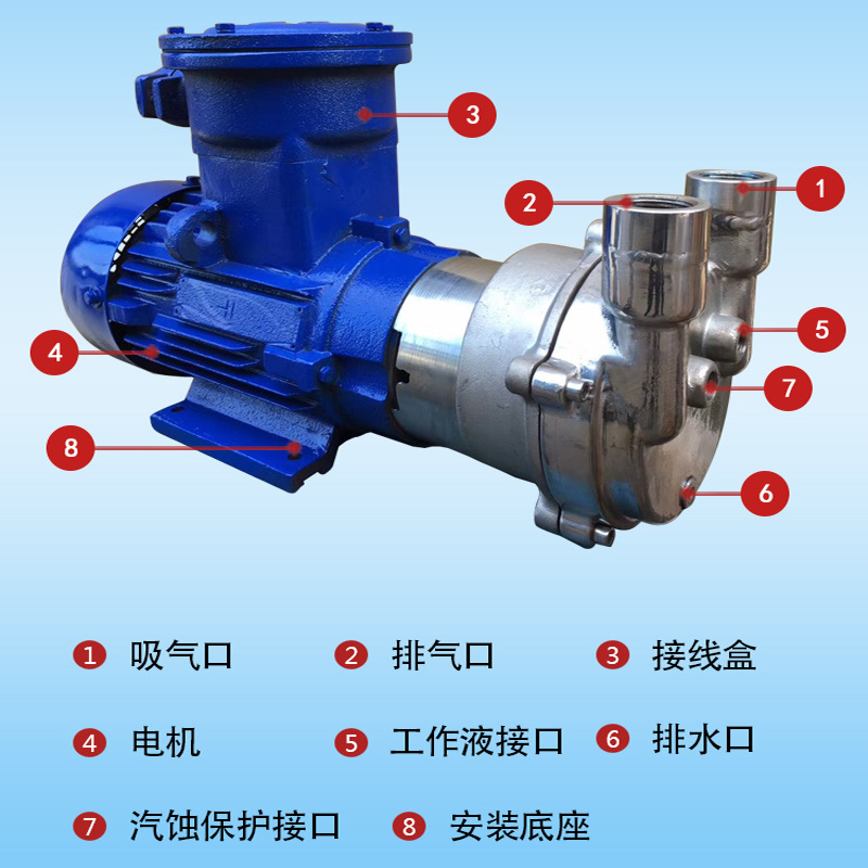 2bv2071不锈钢防爆水环真空泵 3.85KW高真空度304冷冻干燥 英科牌 - 图1