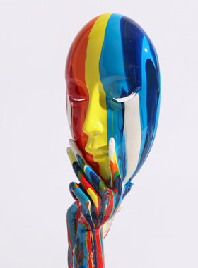 北欧树脂摆件抽象人脸面具家居饰品电视柜样板房服装店客厅工艺品