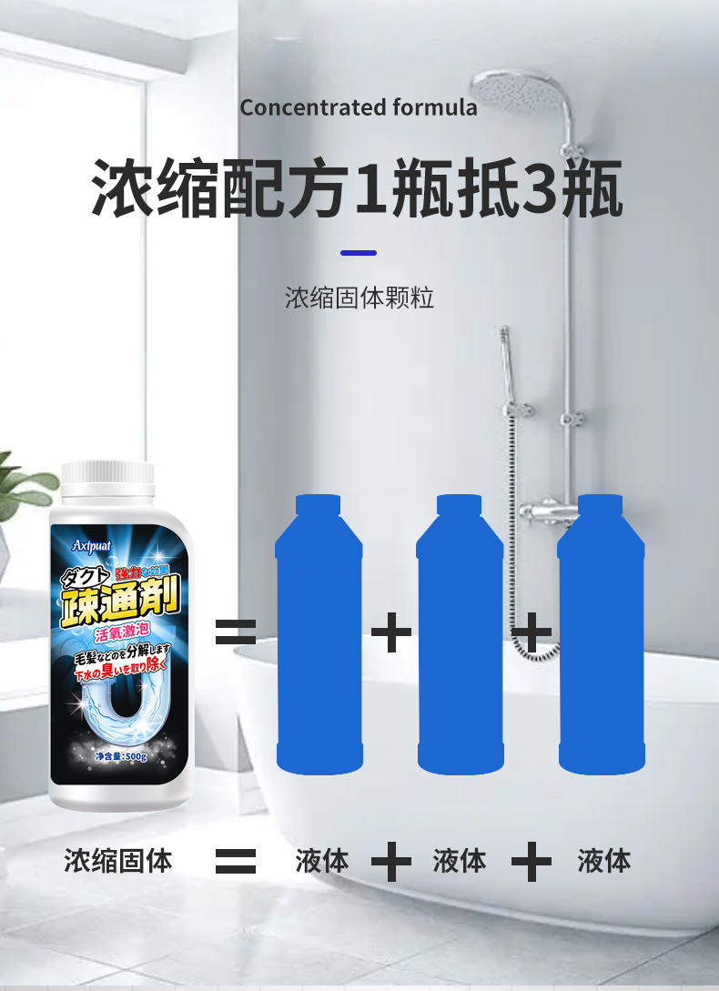 日本管道疏通剂神器强力溶解通厨房油污厕所浴室下水道堵塞除臭剂