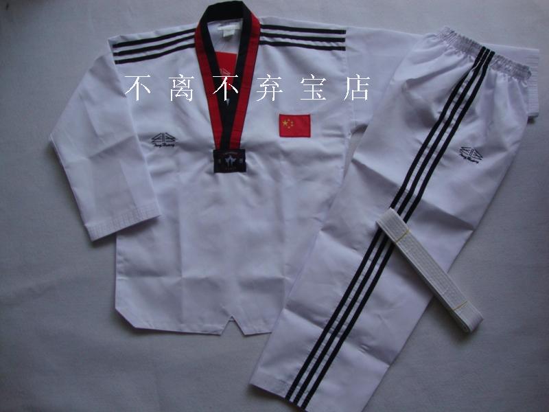 纯棉全棉跆拳道服夏装 儿童成人款跆抬拳道服装道服定制刺绣印字 - 图3