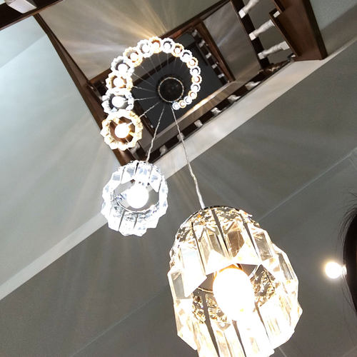 水晶旋转楼梯灯长吊灯 简约楼中楼复式楼梯灯 农村自建房楼梯吊灯 - 图3