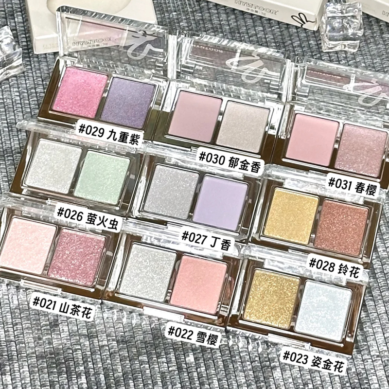 HYNTOOR黑兔长春花双色眼影哑光缎光黄色蓝色撞色新手日常搭配 - 图0