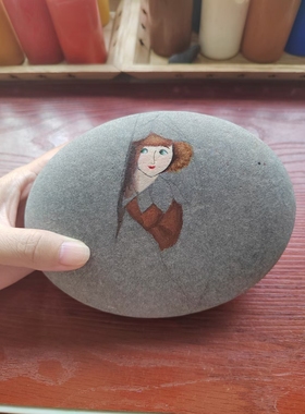 纯手绘不掉色丙烯石头画成品创意礼品石缝里的精灵3D立体画个性画
