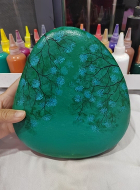 纯手绘石头画古风美女背影装饰画创意生日礼物桌面摆台国风摆件品