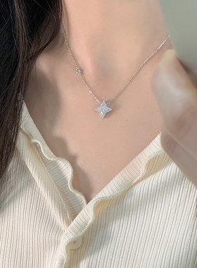 S925纯银星辰大海光芒星项链女星星轻奢百搭甜美简约送女朋友礼物
