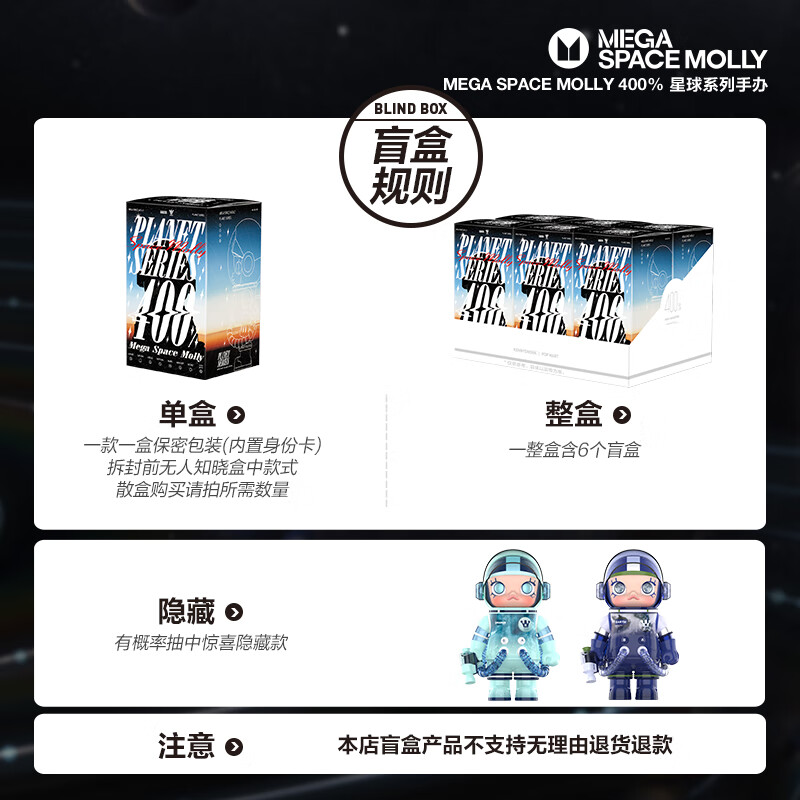 POP MART泡泡玛特 MEGA SPACE MOLLY 400%星球系列大号收藏手办 - 图3