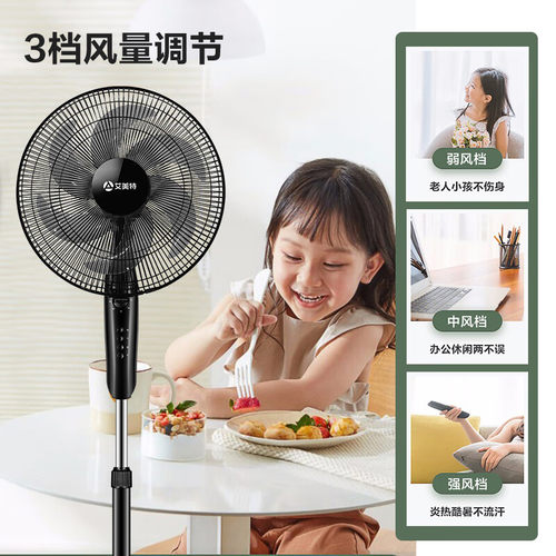 艾美特电风扇落地扇立式家用风扇大风力摇头扇定时节能调高度宿舍 - 图0