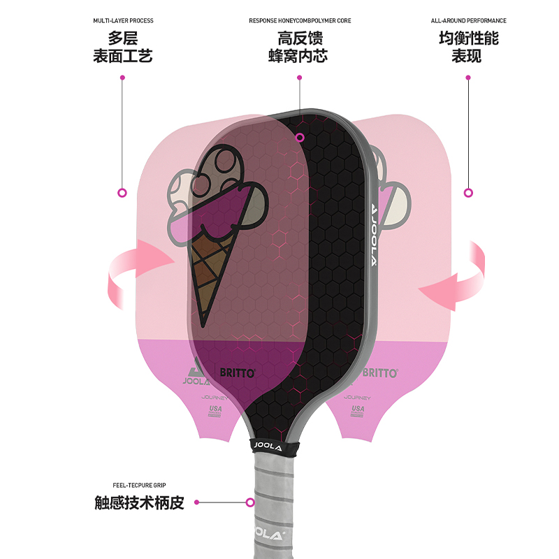 JOOLA Britto pickleball联名匹克球儿童球拍女玻璃纤维初学耐打 - 图2