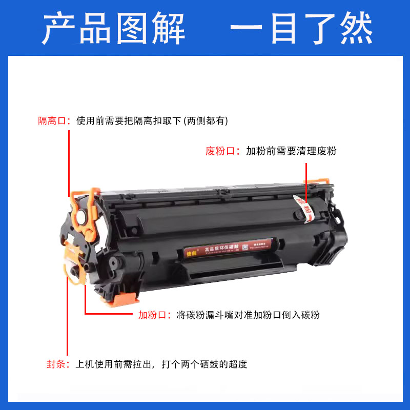 捷能适用惠普1522硒鼓36a M1120N佳能LBP3250 CRG313 M1522NF HP1505 P1505N LaserJet M1120MFP墨盒CB436A-图2