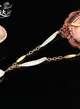 LINGLADY复古珍珠流苏项链女金色链条波西米亚腰带配饰