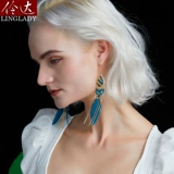 Синие серьги, этнические элегантные клипсы, этнический стиль, европейский стиль