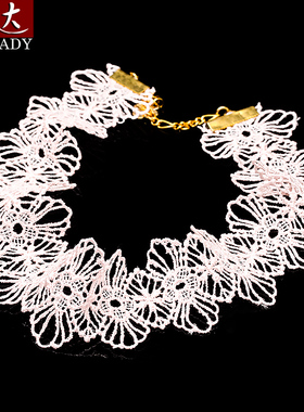 伶达原宿风夸张黑色蕾丝颈链欧美哥特式简约时尚魅惑锁骨项链短款