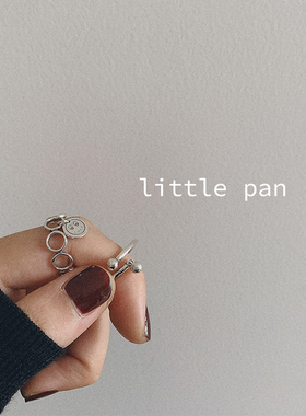 笑脸圆圈925纯银韩国ins风戒指女