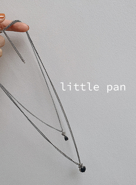 韩国ins童趣小熊925纯银双层项链