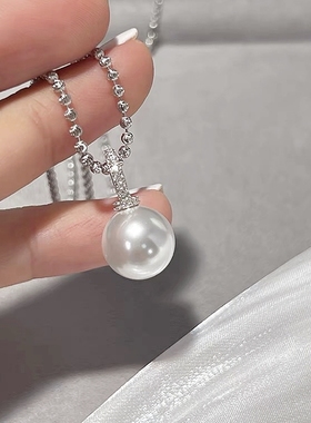 强光珍珠镀白金闪光链女调节项链