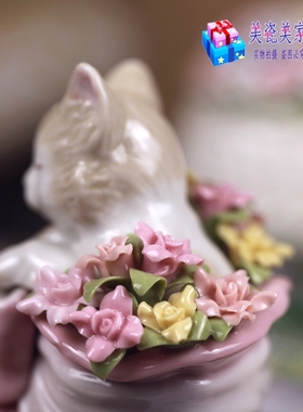 美国陶瓷礼品小猫咪摆件