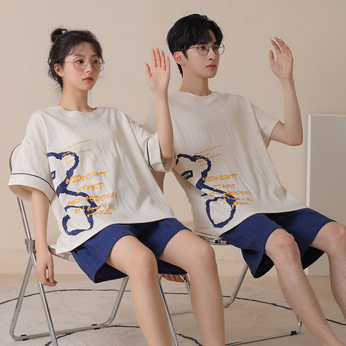 夏季情侣装睡衣女夏款女士短袖纯棉可爱男款夏天薄2025新款家居服 - 图2