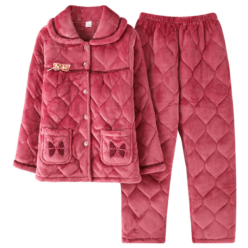 芬腾可棉睡衣女冬季加厚三层珊瑚绒夹棉保暖加绒妈妈秋冬款家居服,淘宝优惠券,粉丝福利购,淘宝优惠卷