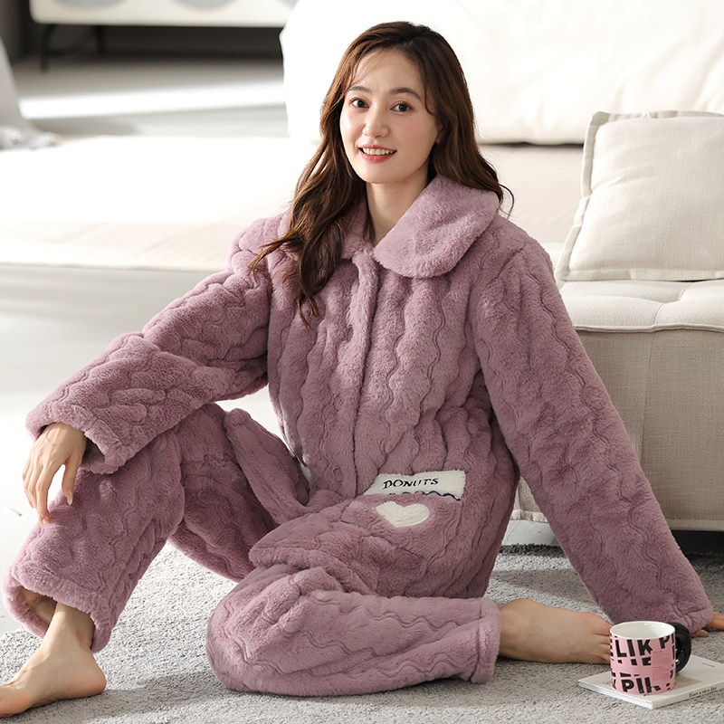 芬腾可棉睡衣女冬季加厚三层珊瑚绒夹棉保暖加绒妈妈秋冬款家居服,淘宝优惠券,粉丝福利购,淘宝优惠卷