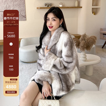 2023 New retro ferrets Sleeves Cross Mink Purple Mark Short finishing mink Mink Fur Fur Coats Women Mink Fur Coats