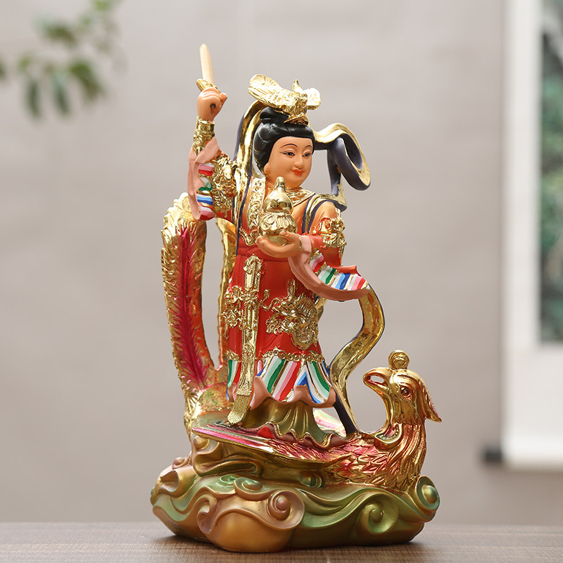 供奉寺庙凤九天玄女圣母娘娘神摆件12寸坐九天玄女神像30cm佛像