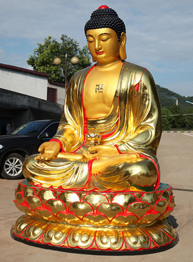 供奉寺庙树脂鎏金彩绘三宝佛