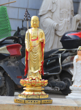 地藏菩萨像地藏王佛像 大愿地藏王菩萨佛像站背光地藏1米08高