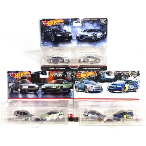 hotwheels风火轮汽车文化车模HBL96双车套装奔驰尼桑布加迪斯巴鲁 - 图0