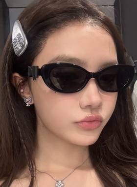 韩系小香风黑色猫眼时髦墨镜女